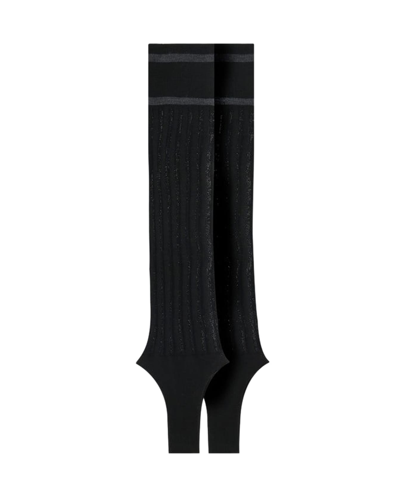 Durazzi Milano Knitted Ribbed Stirrup Leg Warmer - Black Grey Stripes