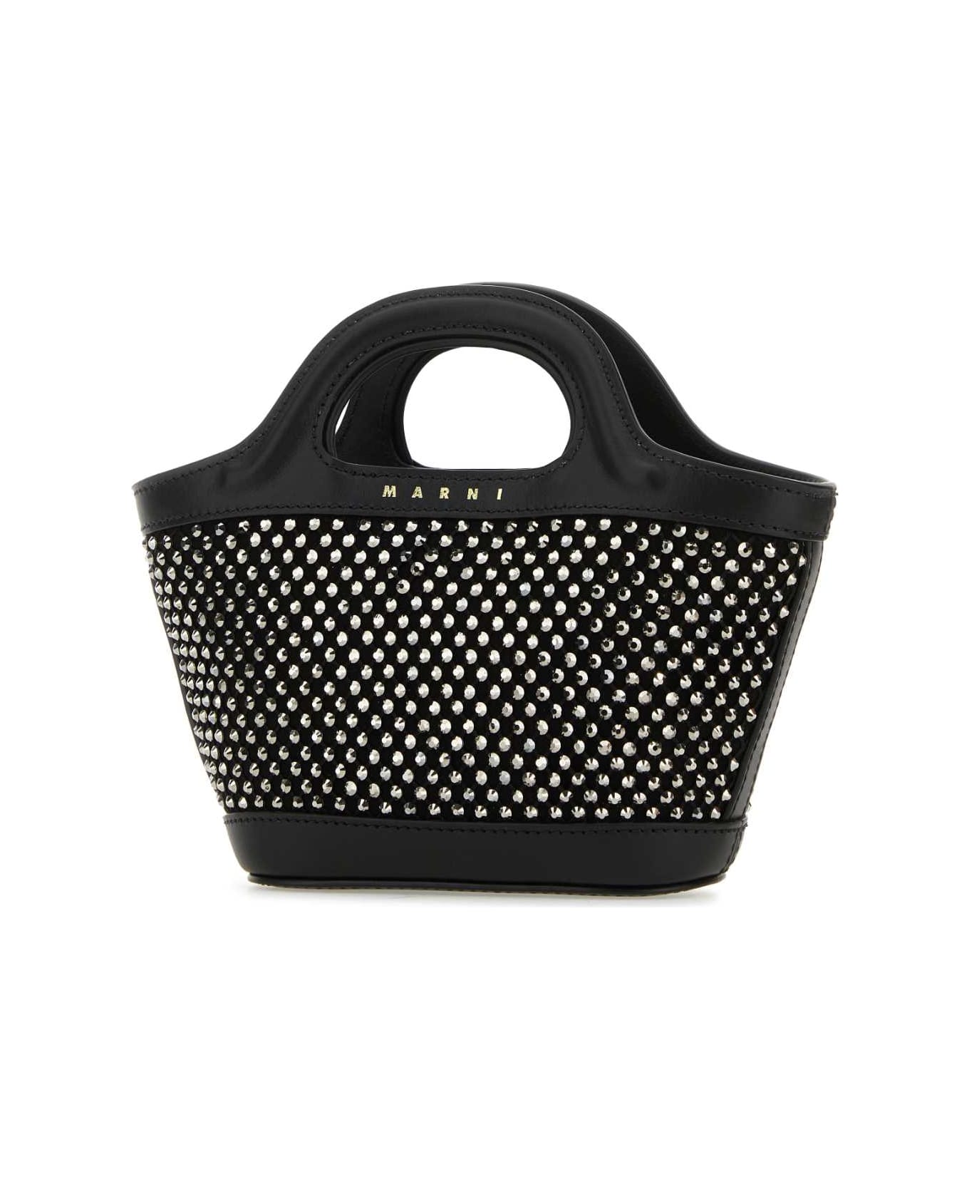 Marni Embellished Leather Micro Tropicalia Handbag - BLACK トートバッグ