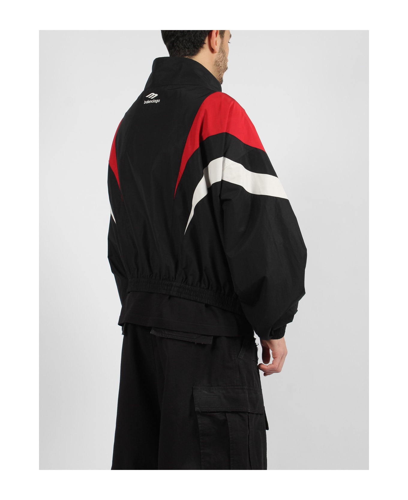 Balenciaga 3b Sports Icon Off Shoulder Tracksuit Jacket - Black