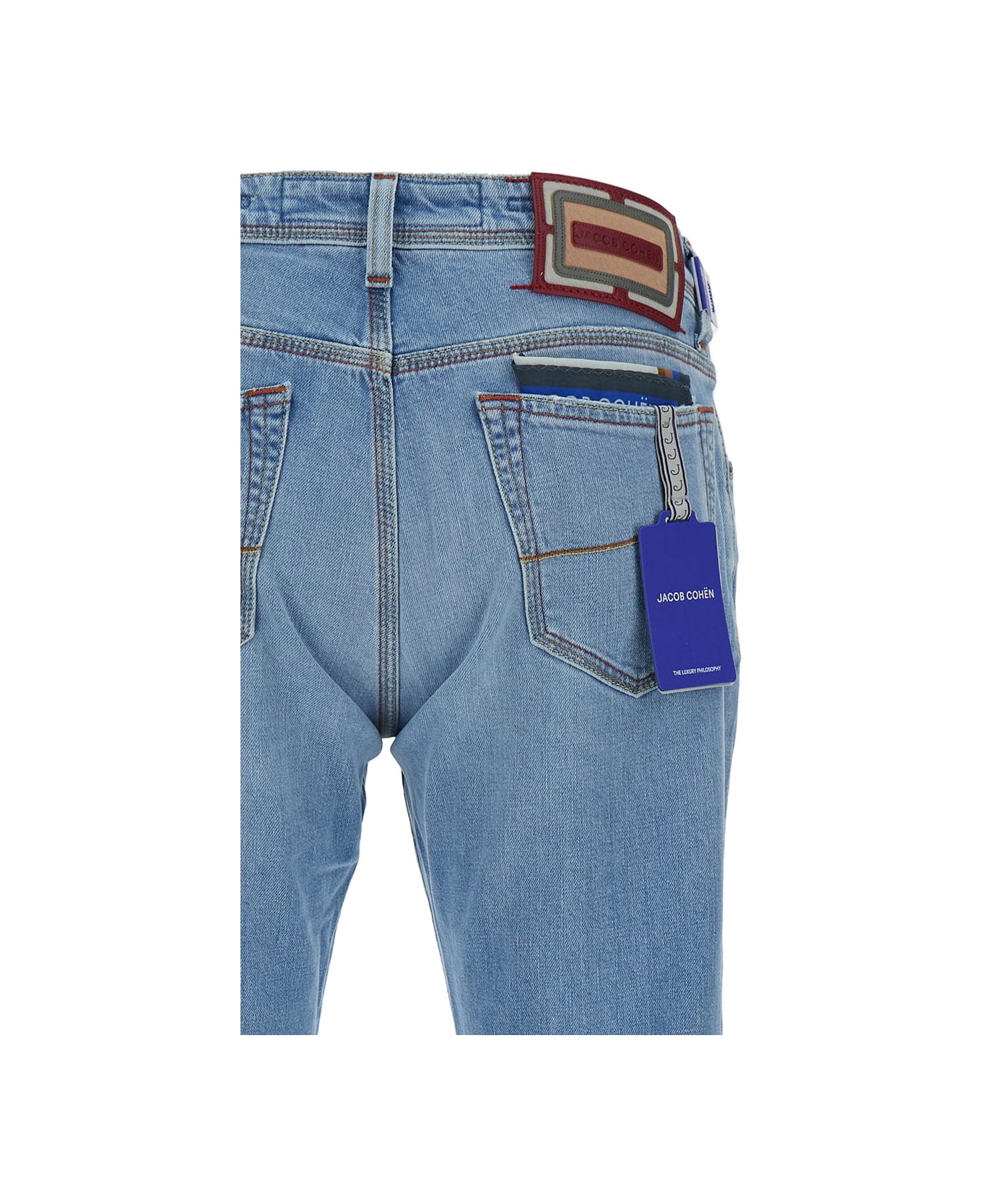 Jacob Cohen Light Blue Slim Jeans In Cotton Man - Light blue デニム