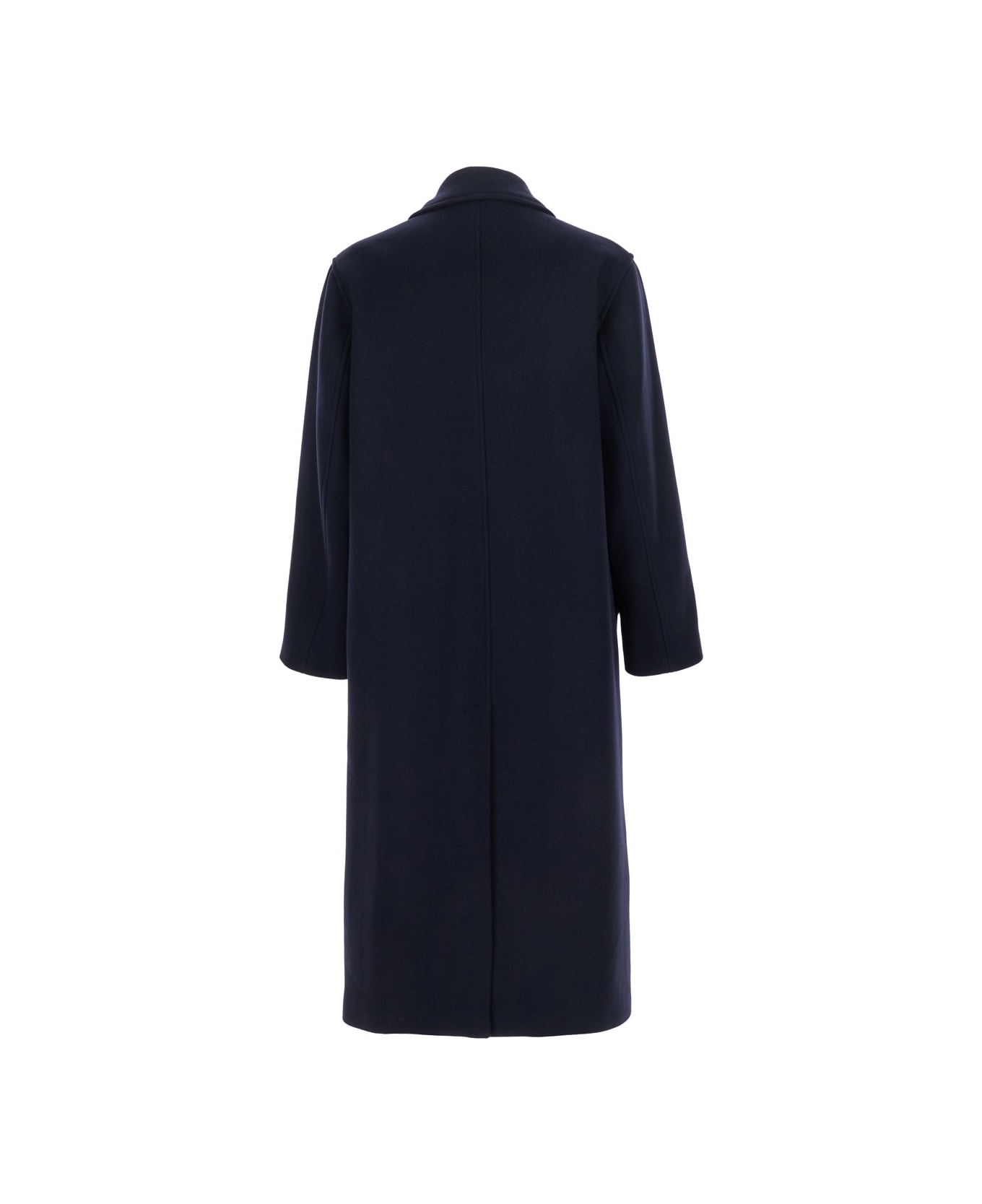 Sunflower Blue Coat With Classic Collar And Wide Sleeves In Wool Blend Man - Blu