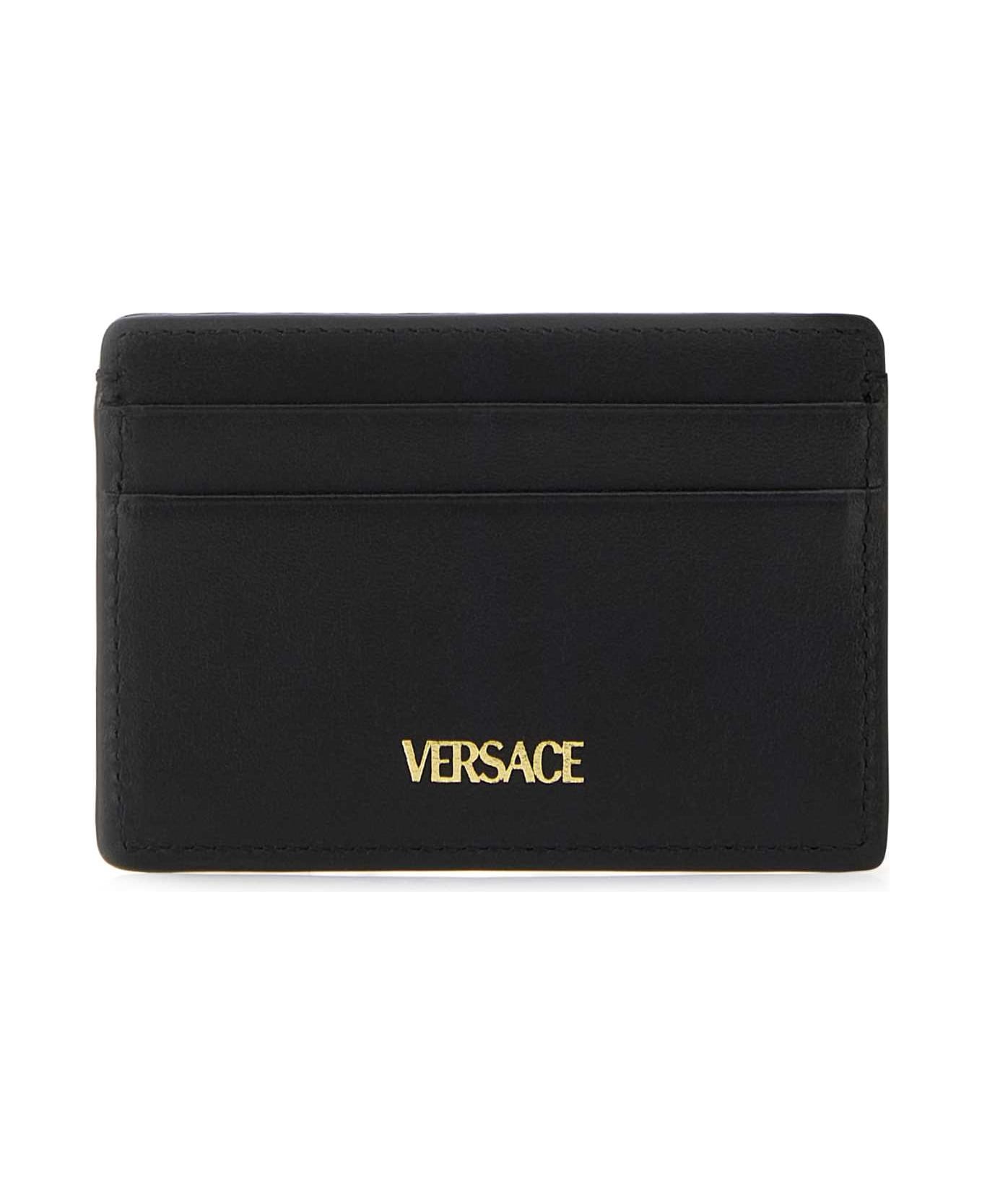 Versace Black Leather La Medusa Card Holder - BLACKVERSACEGOLD