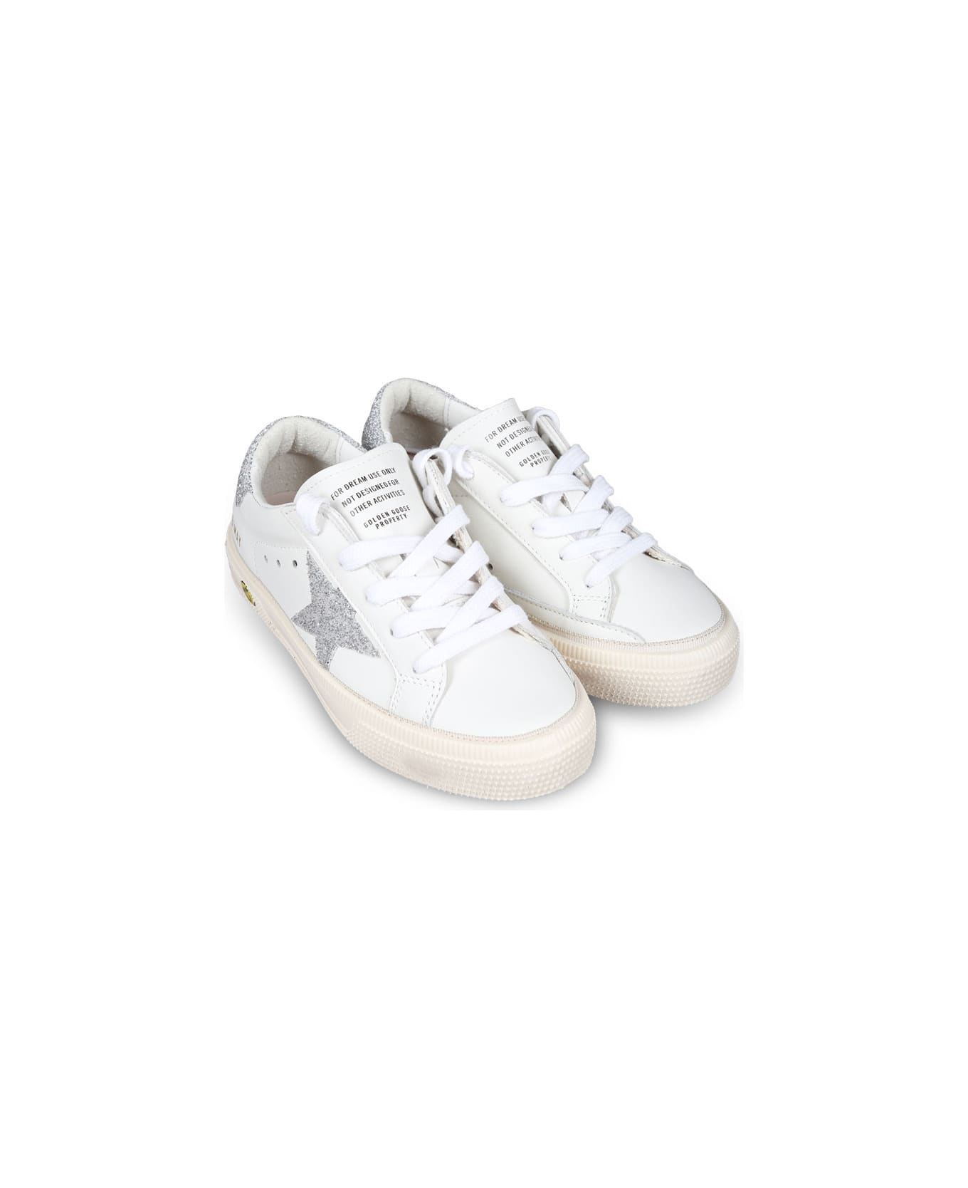 Golden Goose White Suepr Star Sneakers For Girl With Star - White