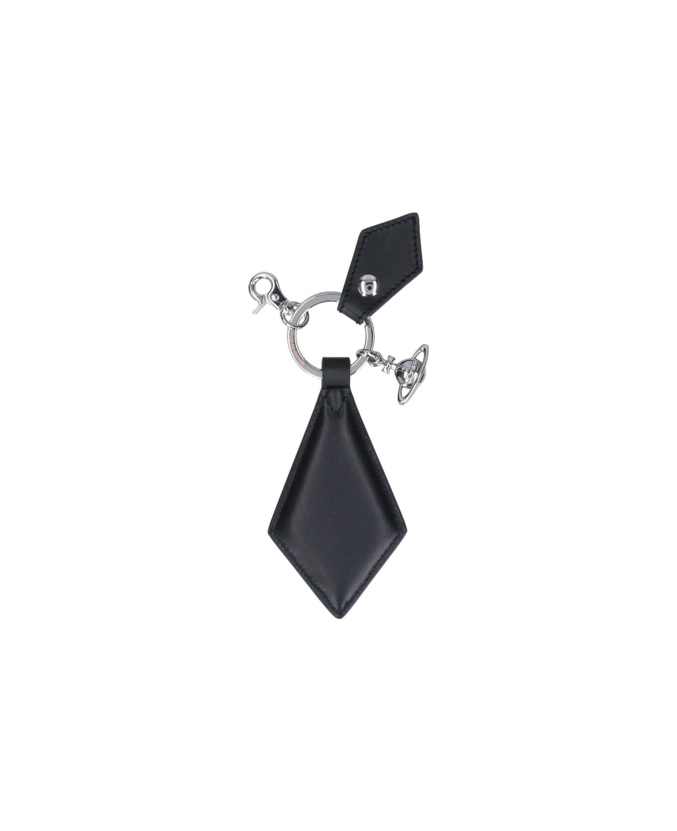 Vivienne Westwood Keychain With Maxi "orb" Tab - Black  