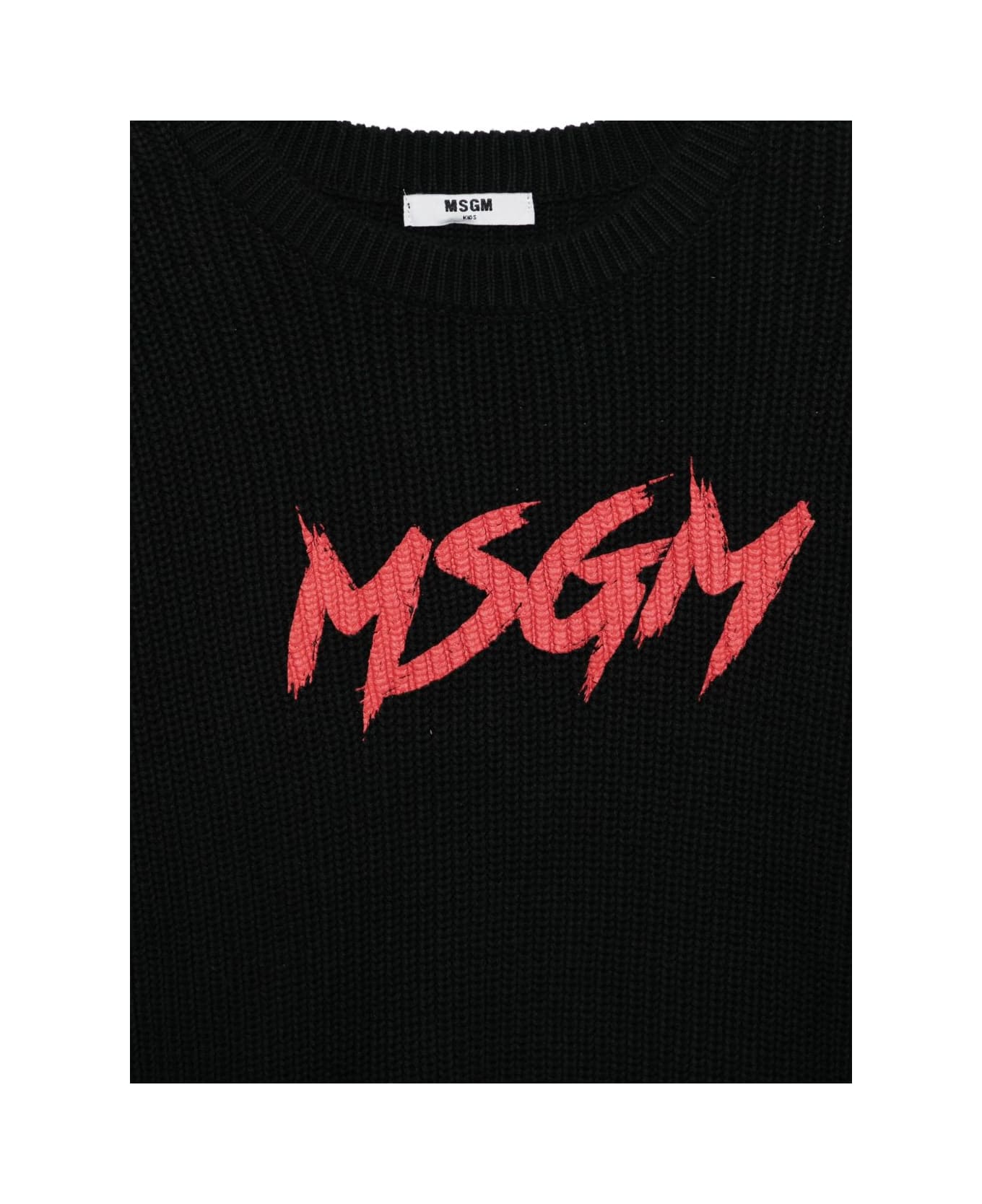 MSGM Kids Crewneck Sweater With Logo - Black