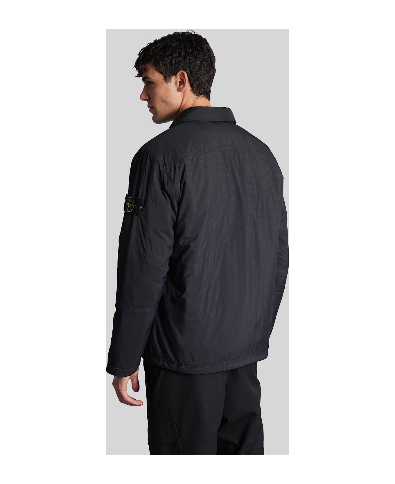 Stone Island Casual Jacket In Black Polyamide - black