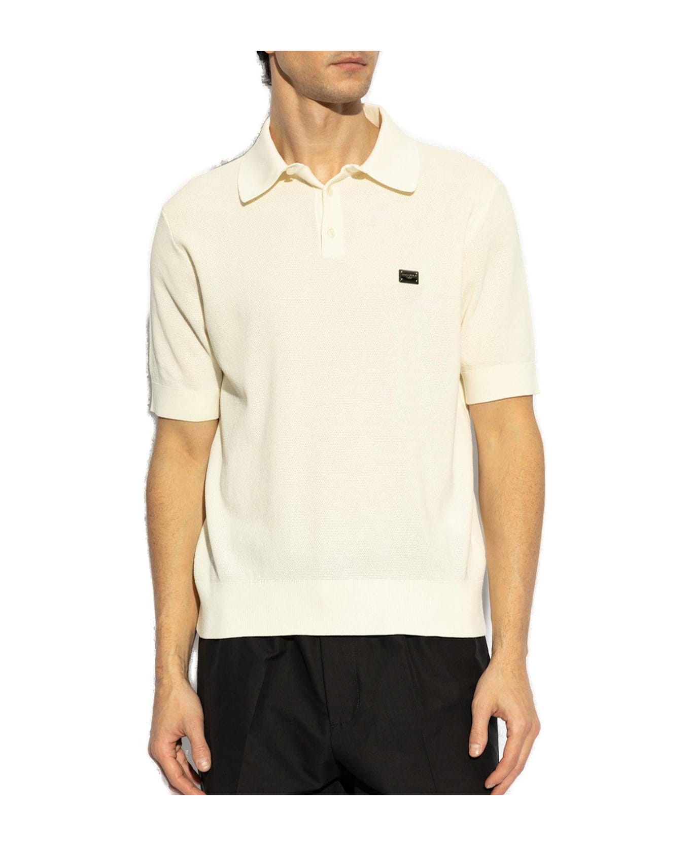 Dolce & Gabbana Logo Tag Polo Shirt - White