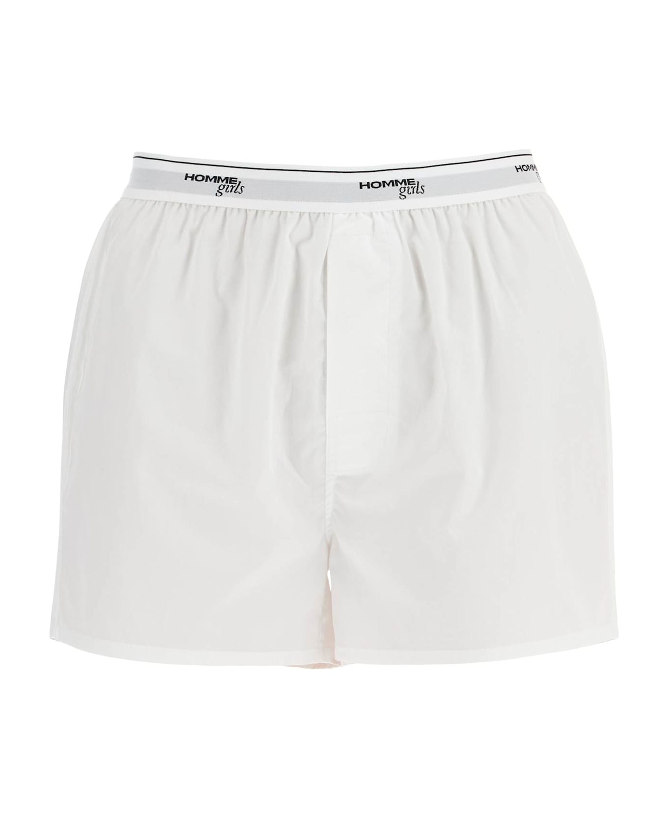 HommeGirls Men's High-waisted White Cotton Boxer - White