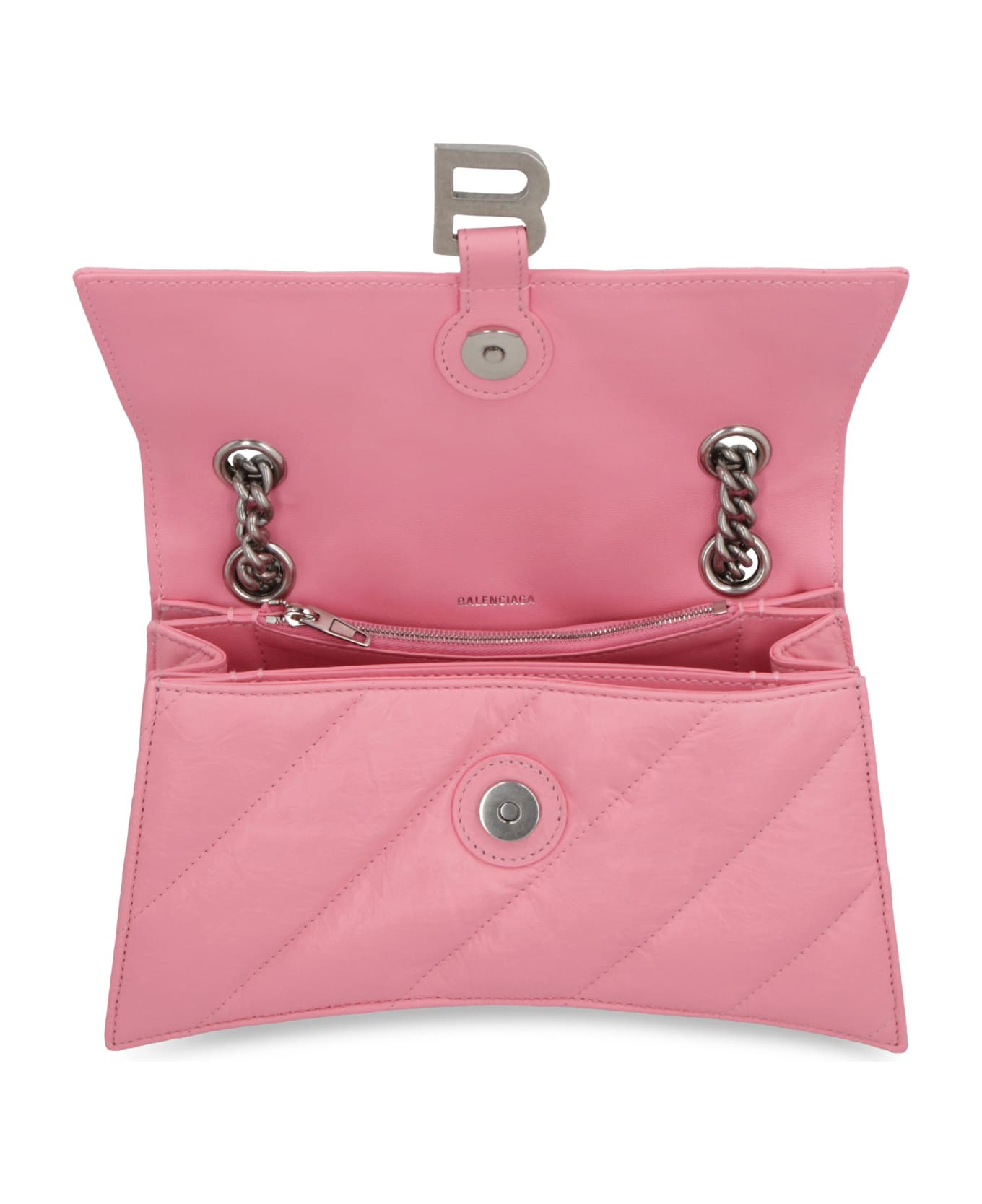 Balenciaga Crush Small Quilted Bag With Chain - Pink