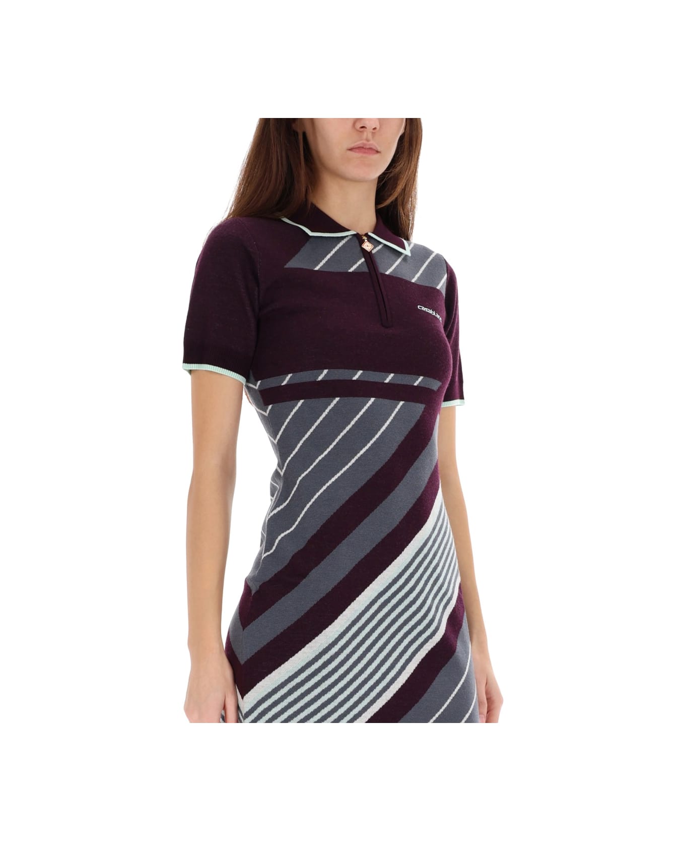Casablanca "diagonal" Tennis Polo Dress - PURPLE
