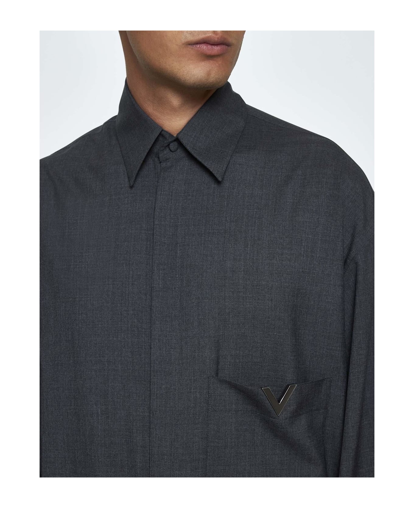 Valentino Wool Shirt - Grigio Melange