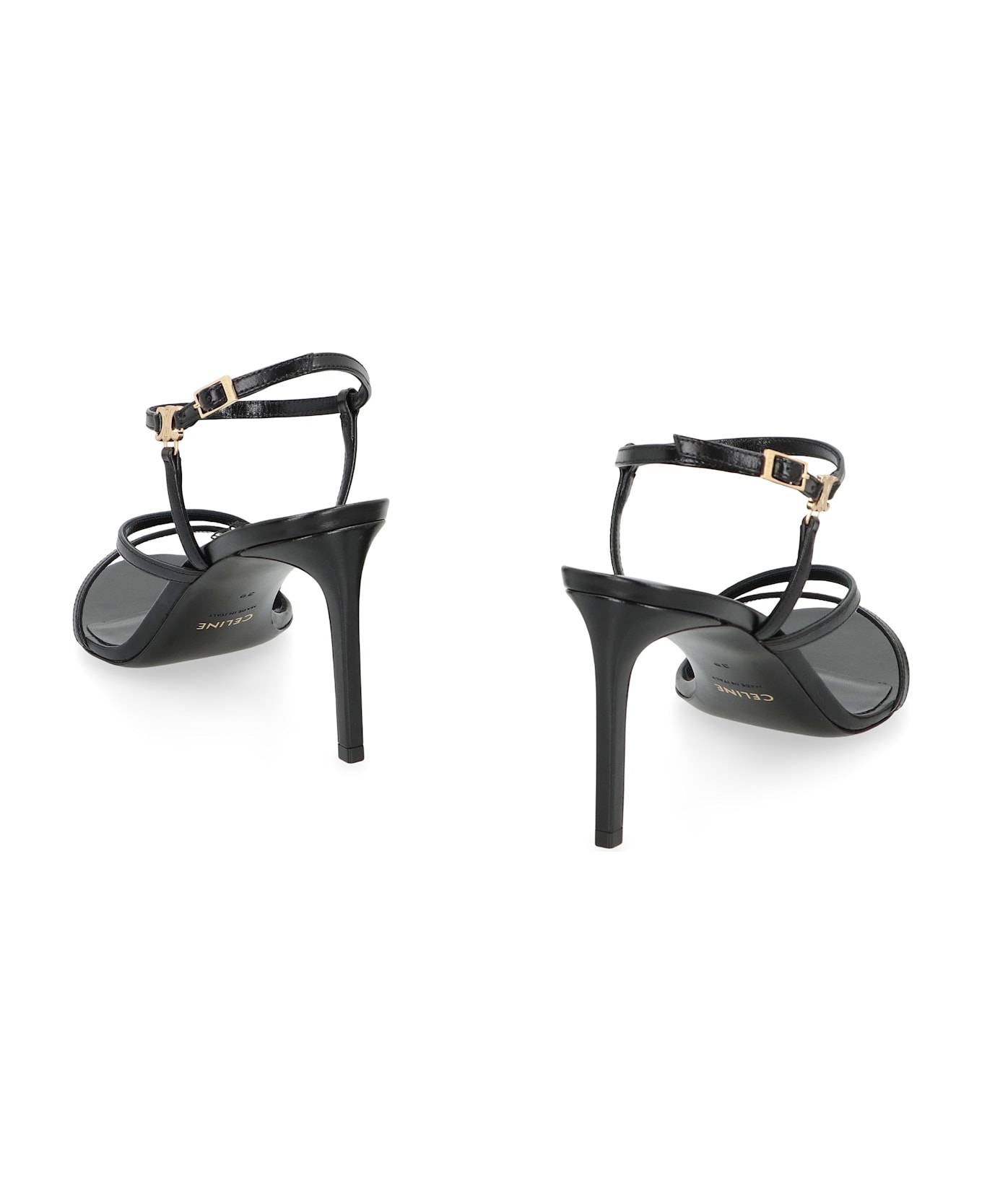 Celine Ava Sandals In Leather - black