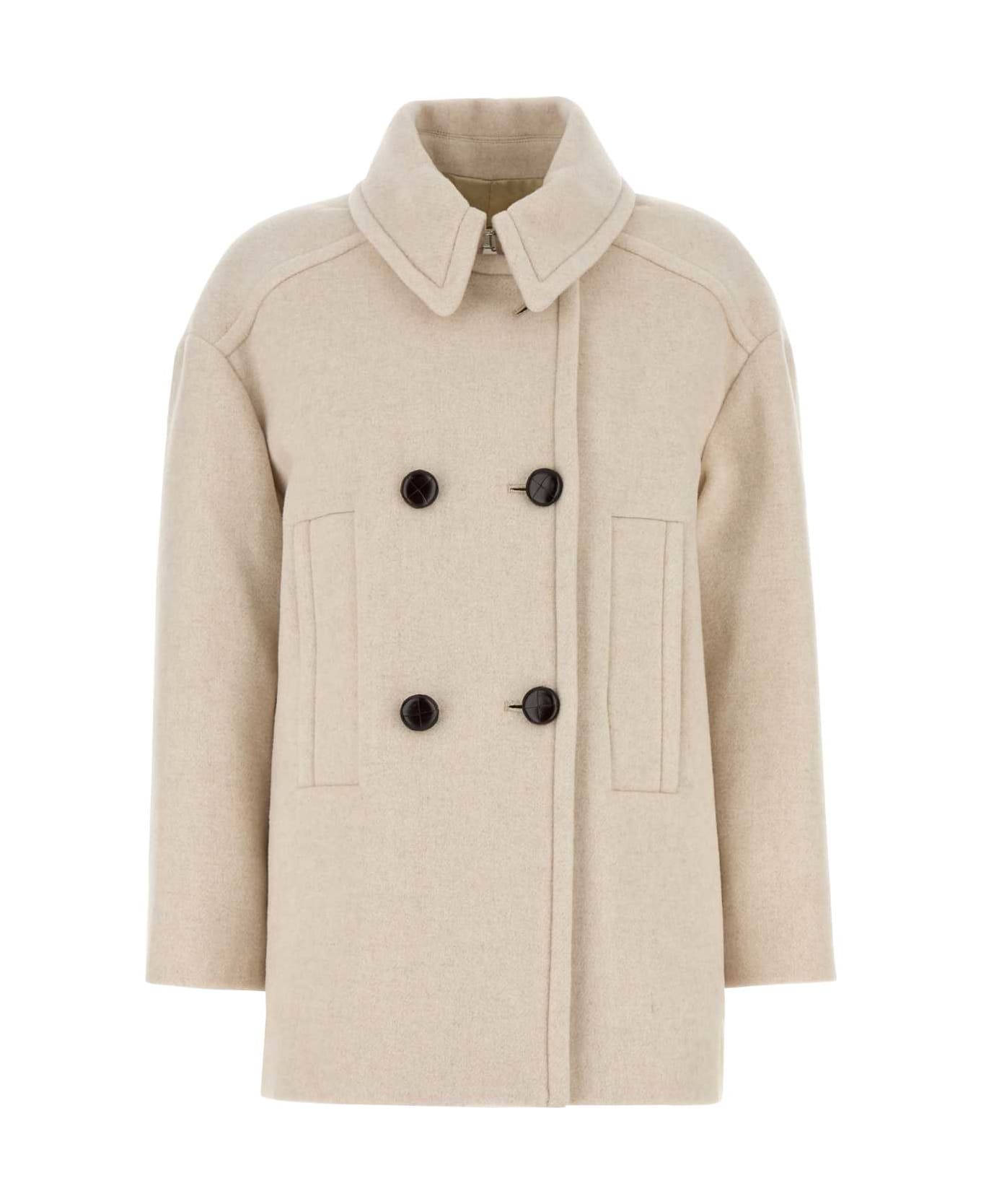 Isabel Marant Sand Wool Blend Fiby Coat - ECRU