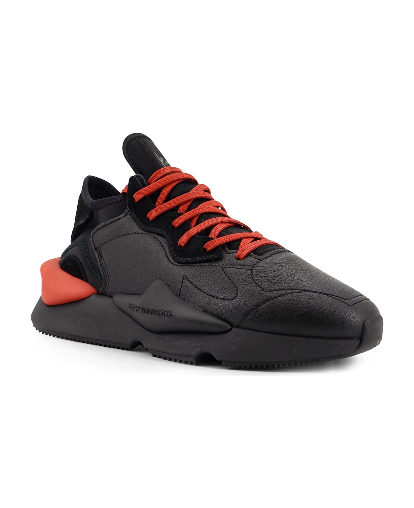 Y-3 Kaiwa Leather And Neoprene Sneakers - Black