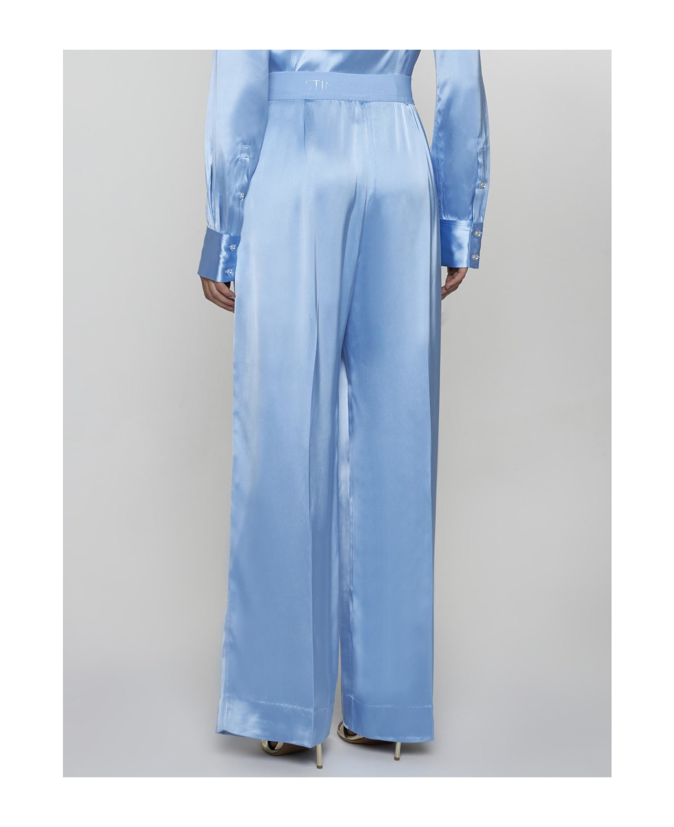 Stine Goya Ciara Viscose Satin Trousers - Azzurro
