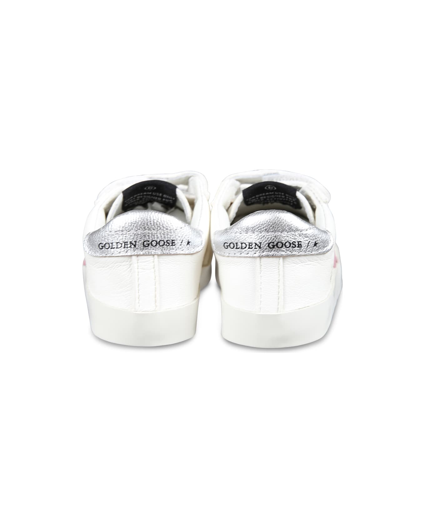 Golden Goose White Sneakers For Baby Girl With Star - White/Pink/Silver