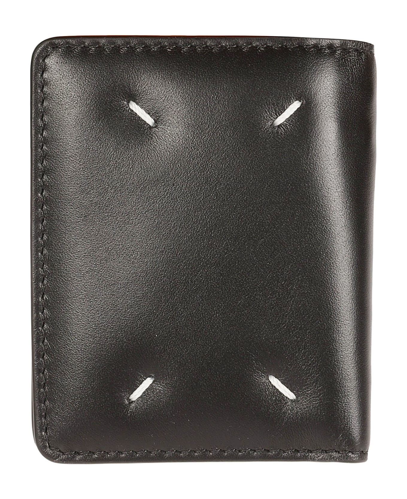 Maison Margiela Logo Embroidered Snap Button Wallet - black