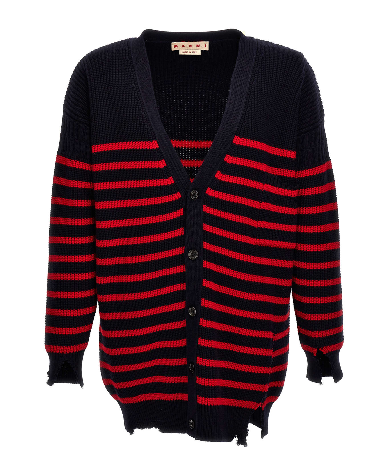 Marni Destroyed Effect Striped Cardigan - Multicolor