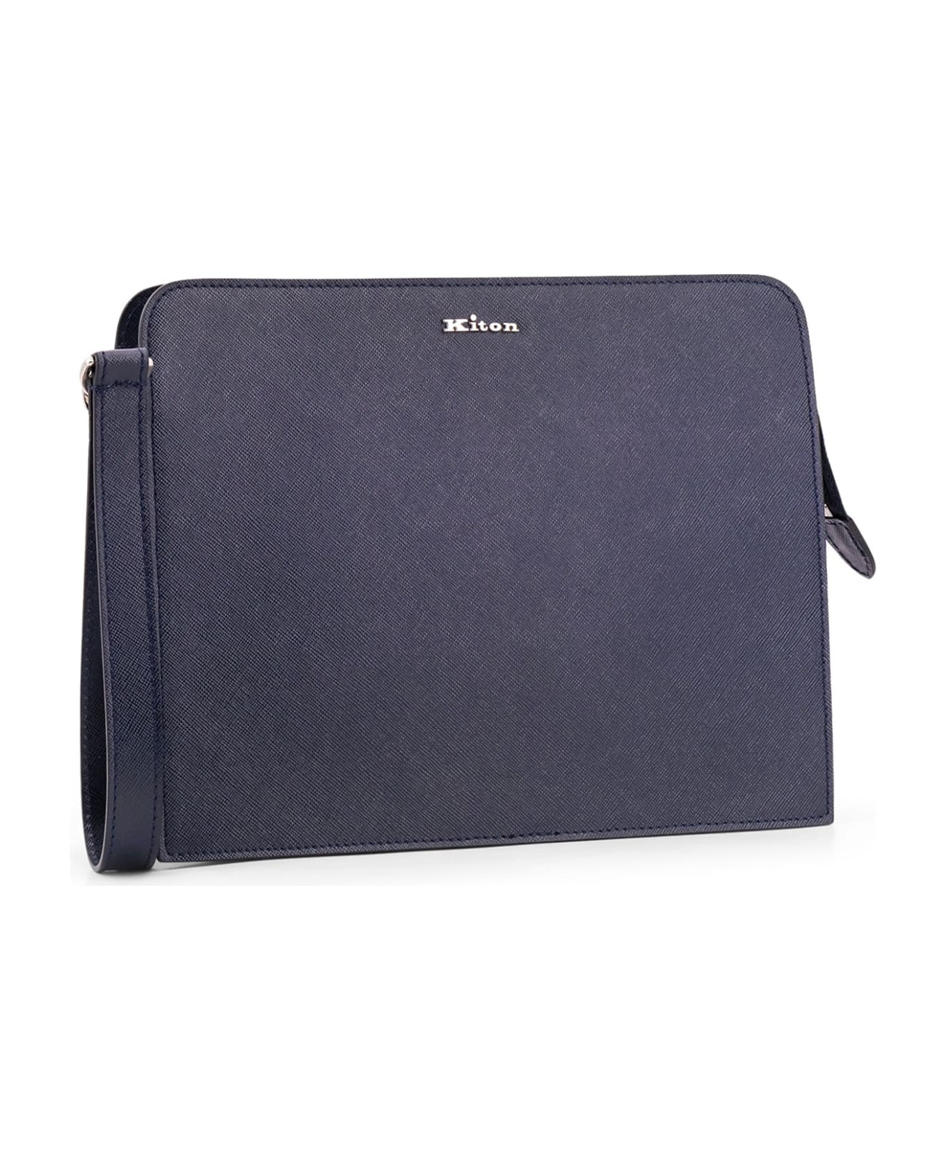 Kiton Leather Clutch - Blue
