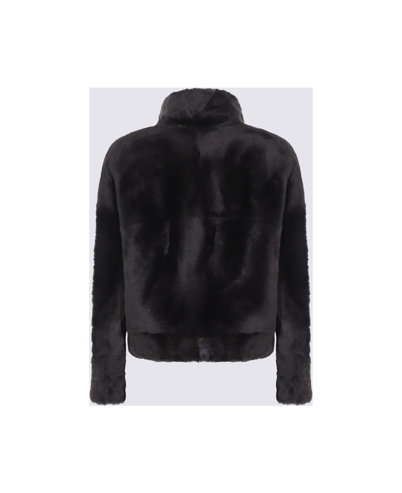 Brunello Cucinelli Black Leather Jacket - Charcoal