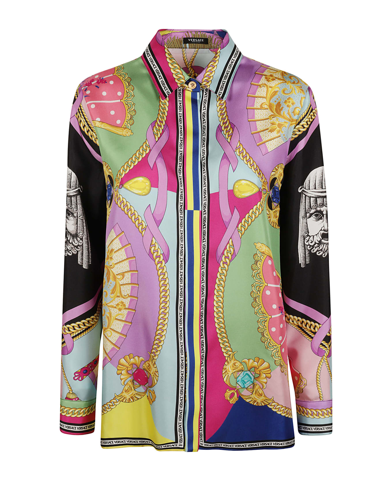 Versace Fan Print Twill Shirt - Multicolor