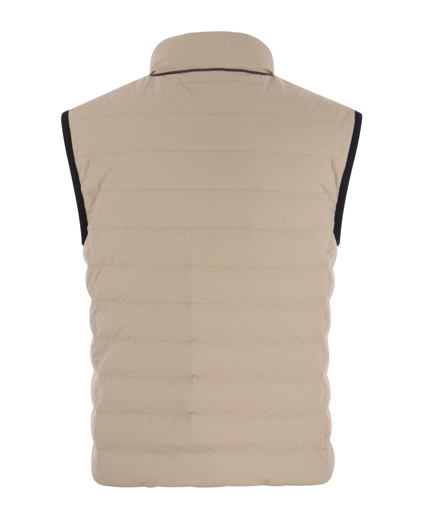 Brunello Cucinelli Sleeveless Down Jacket In Membraned Nylon - Beige