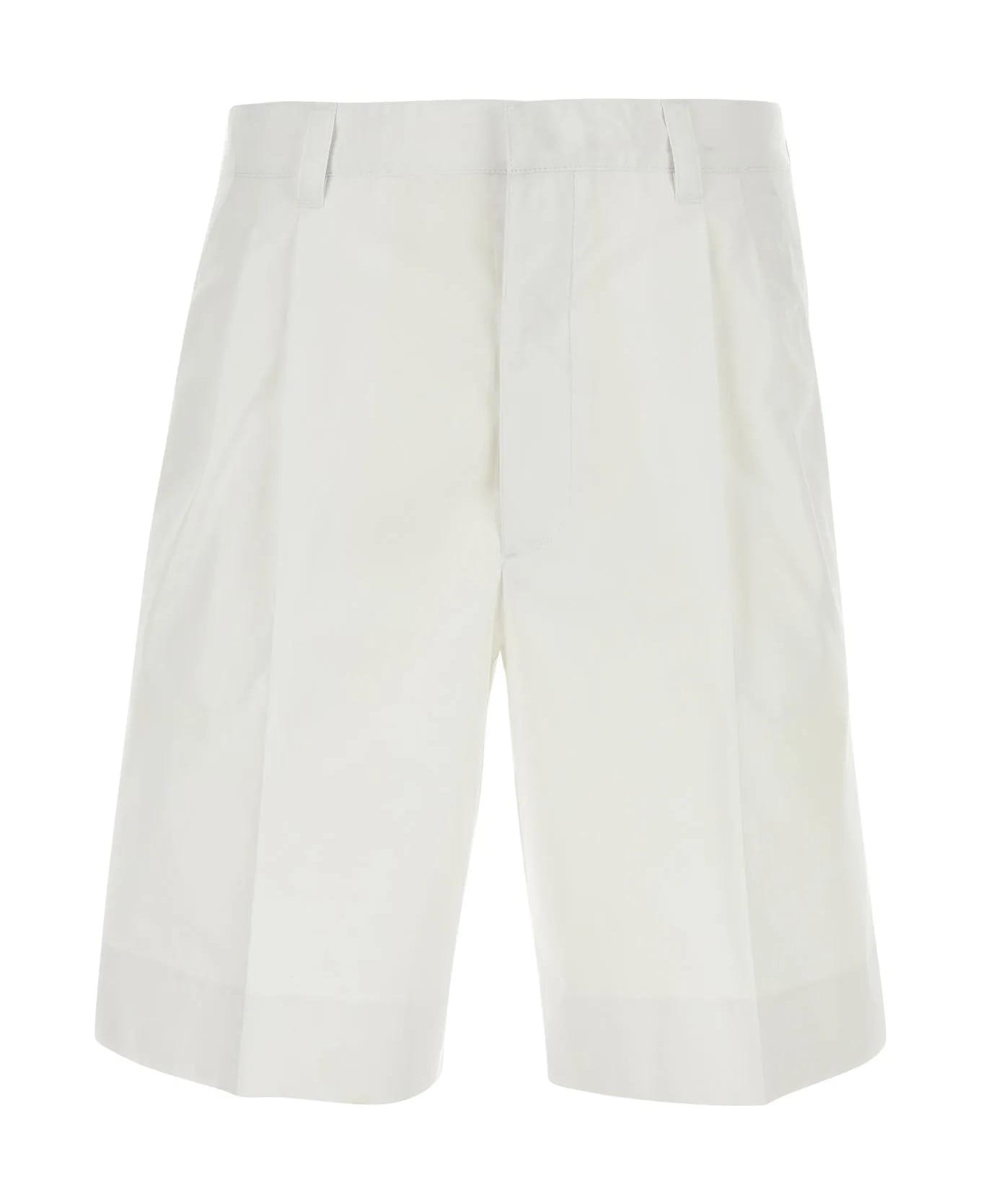 Prada White Cotton Bermuda Shorts - White
