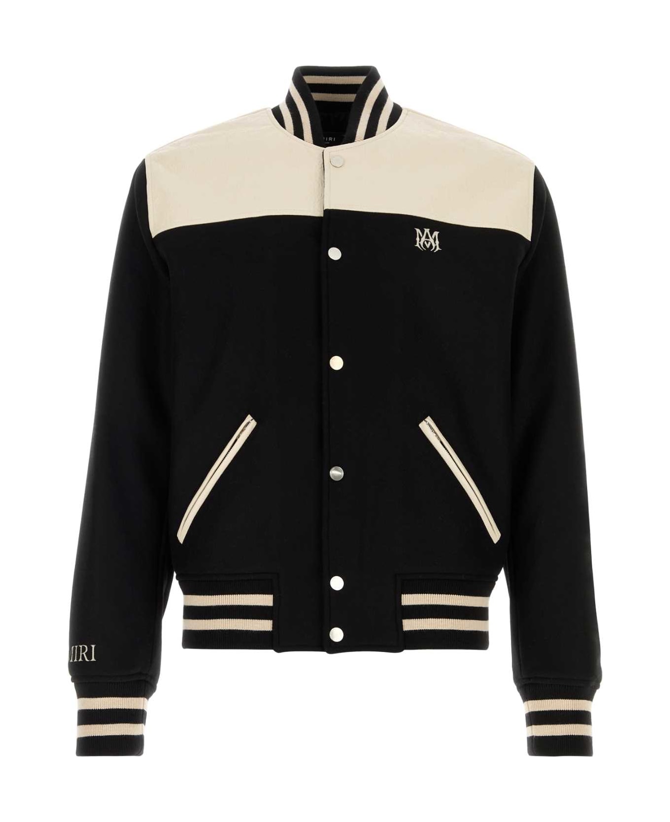 AMIRI Two-tone Wool Blend Bomber Jacket - BLACK