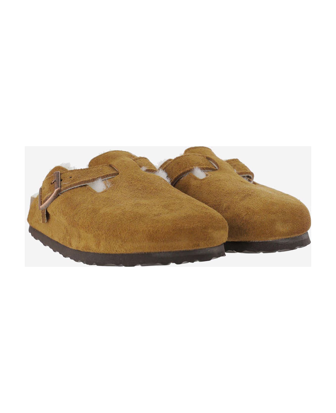 Birkenstock Boston Mules With Shearling - Beige