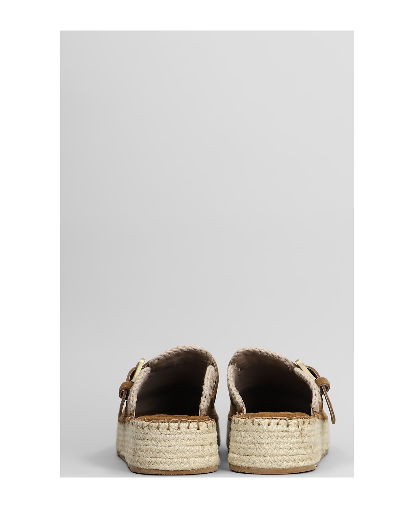 Mou Jute Clog Plain Slipper-mule In Leather Color Suede - leather color