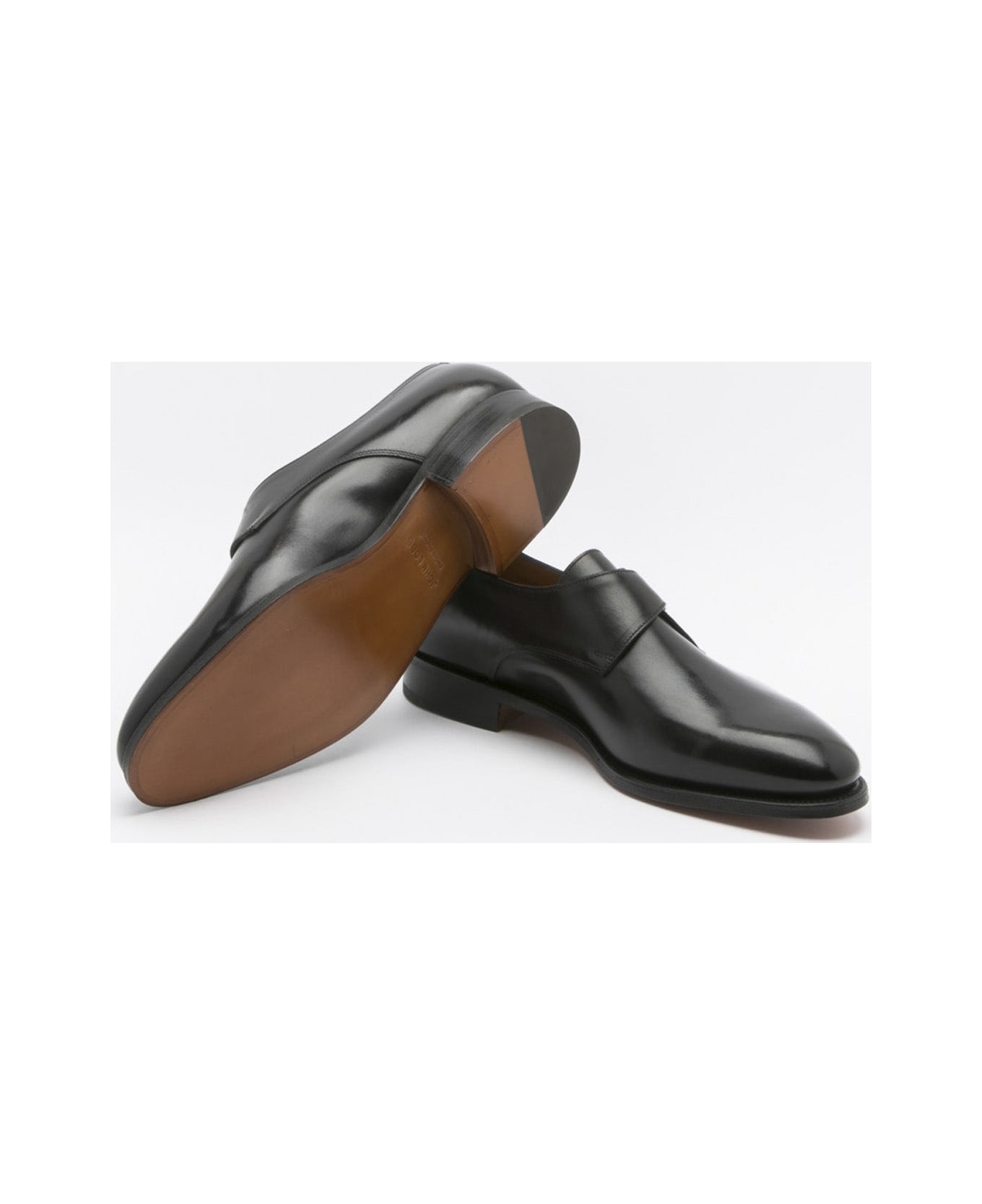 John Lobb Black Calf Monk Strap Shoe - Nero