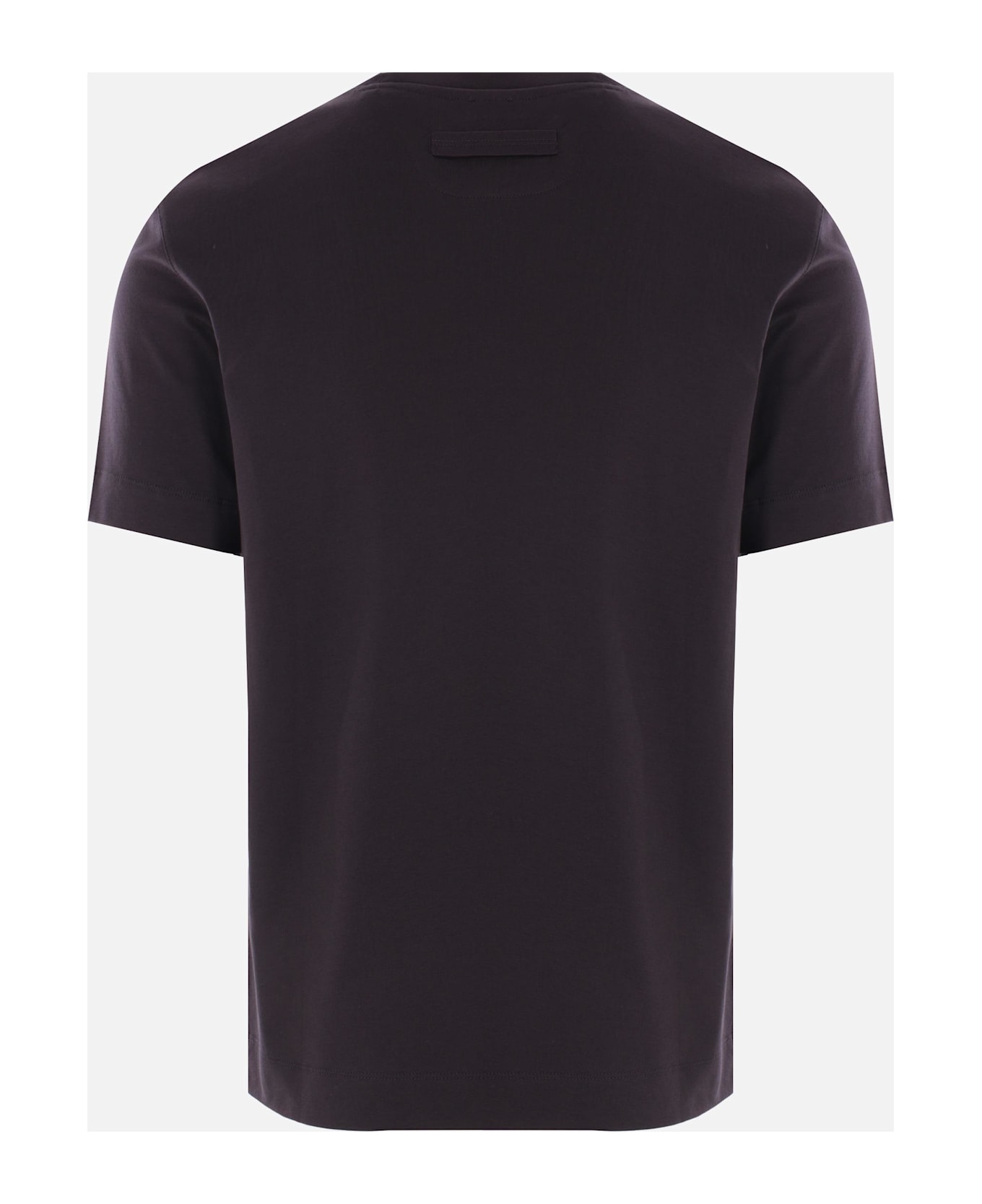 Zegna T-shirt In Cotone Con Ricamo Logo - Navy
