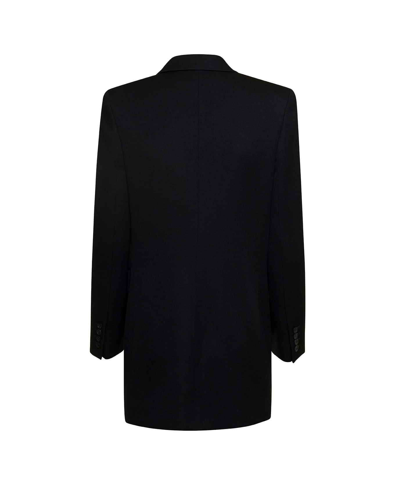 Saint Laurent Black Double-breasted Blazer In Wool Woman - Black