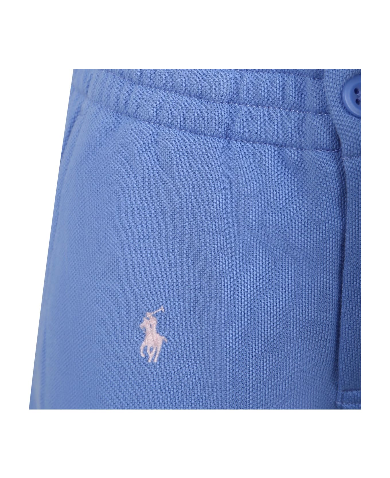 Ralph Lauren Light Blue Shorts For Boy With Horses - Light Blue ボトムス