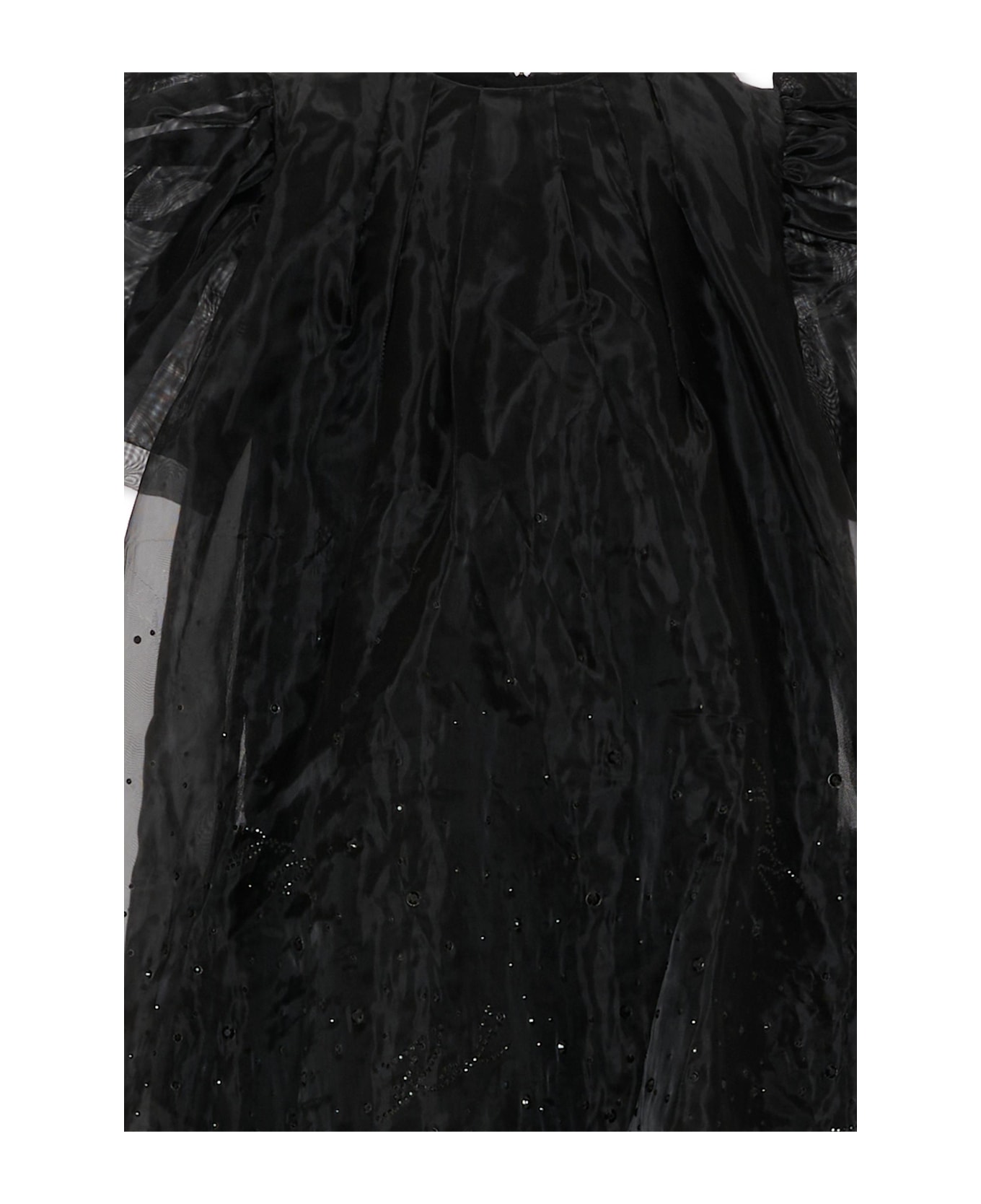 Karl Lagerfeld Kids Black Dress For Girl With Rhinestones - Black