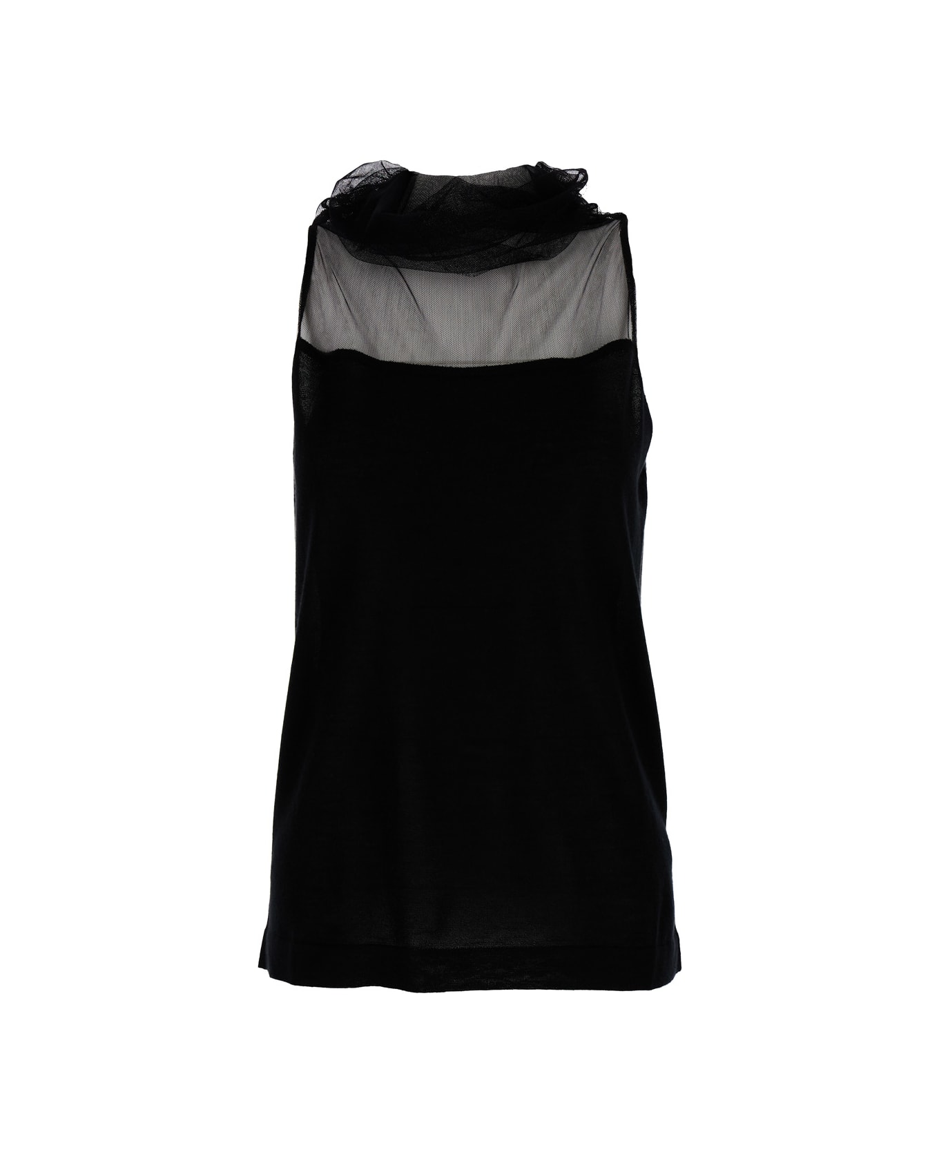 Fabiana Filippi High Neck Black Top In Silk & Cashmere Blend Woman - Black ニットウェア