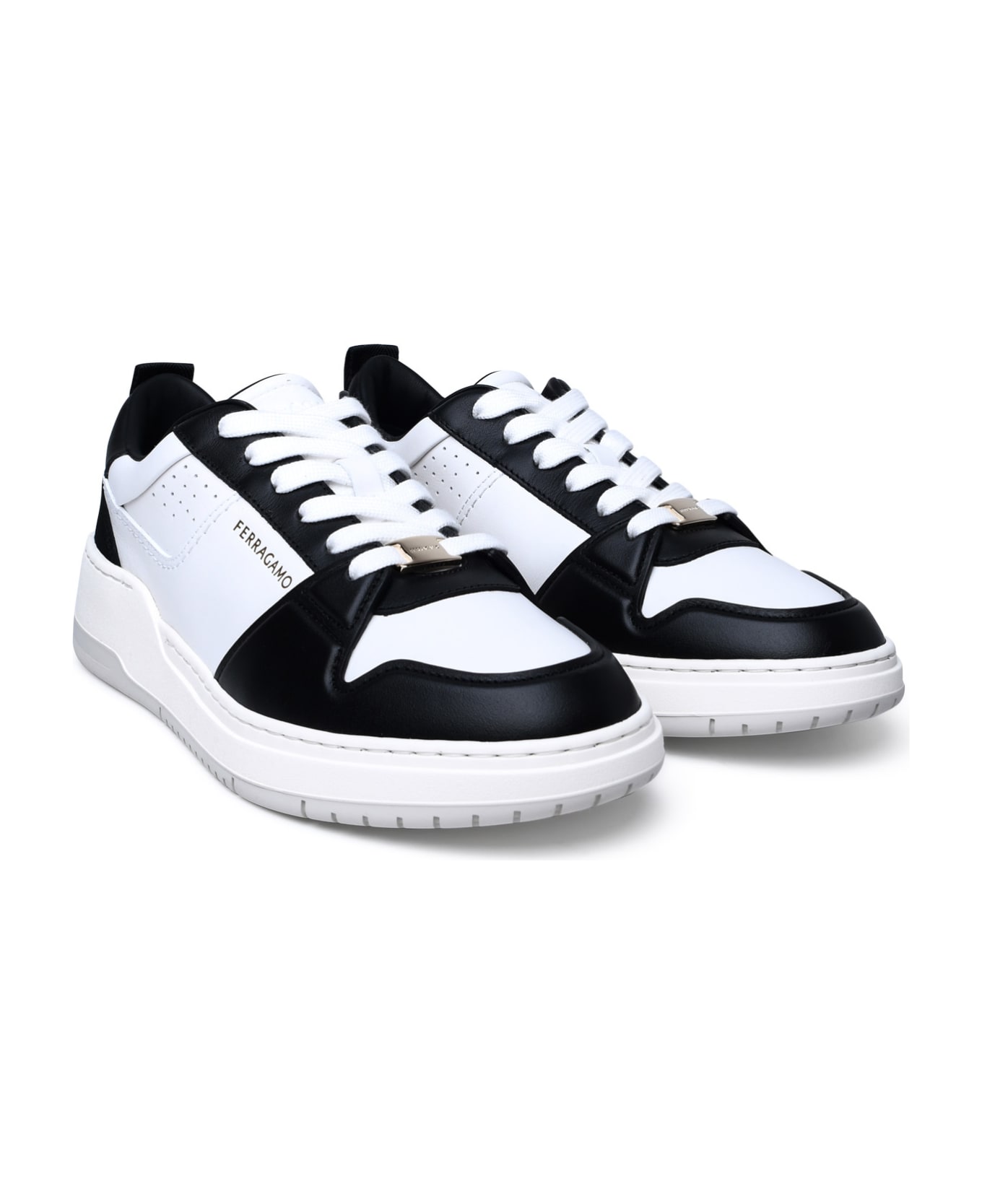 Ferragamo Two-tone Leather Sneakers - BLACK スニーカー