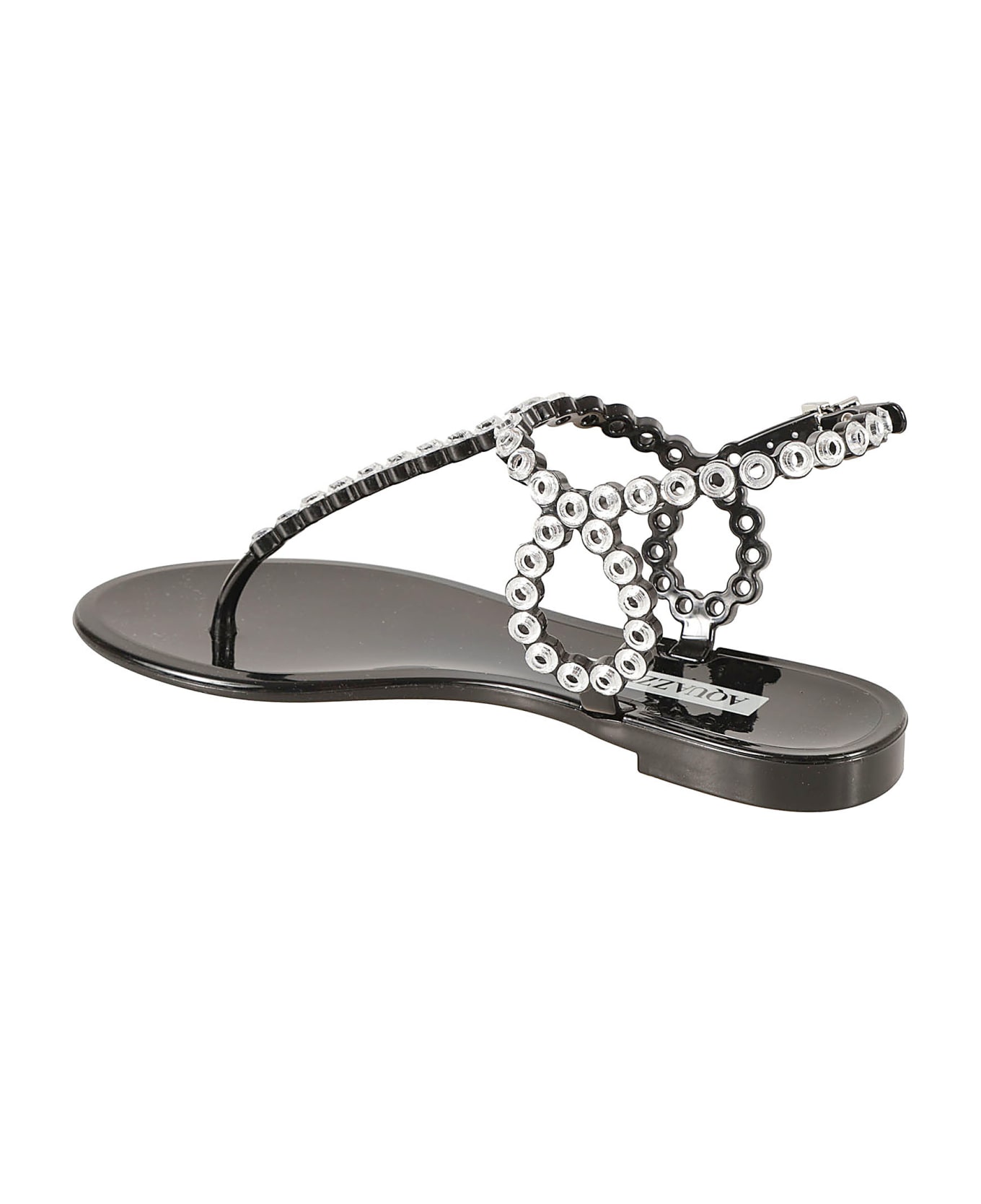 Aquazzura Almost Bare Crystal Jelly Flat Sandals - Black