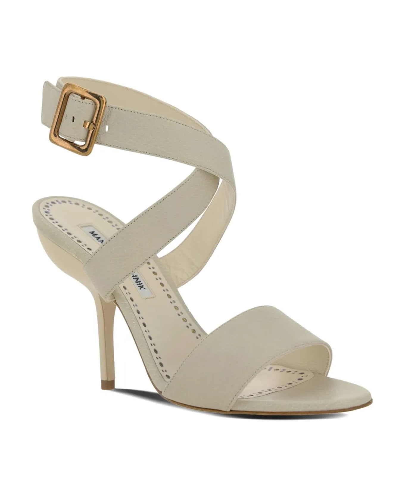 Manolo Blahnik Helua 105 Leather Sandals - White