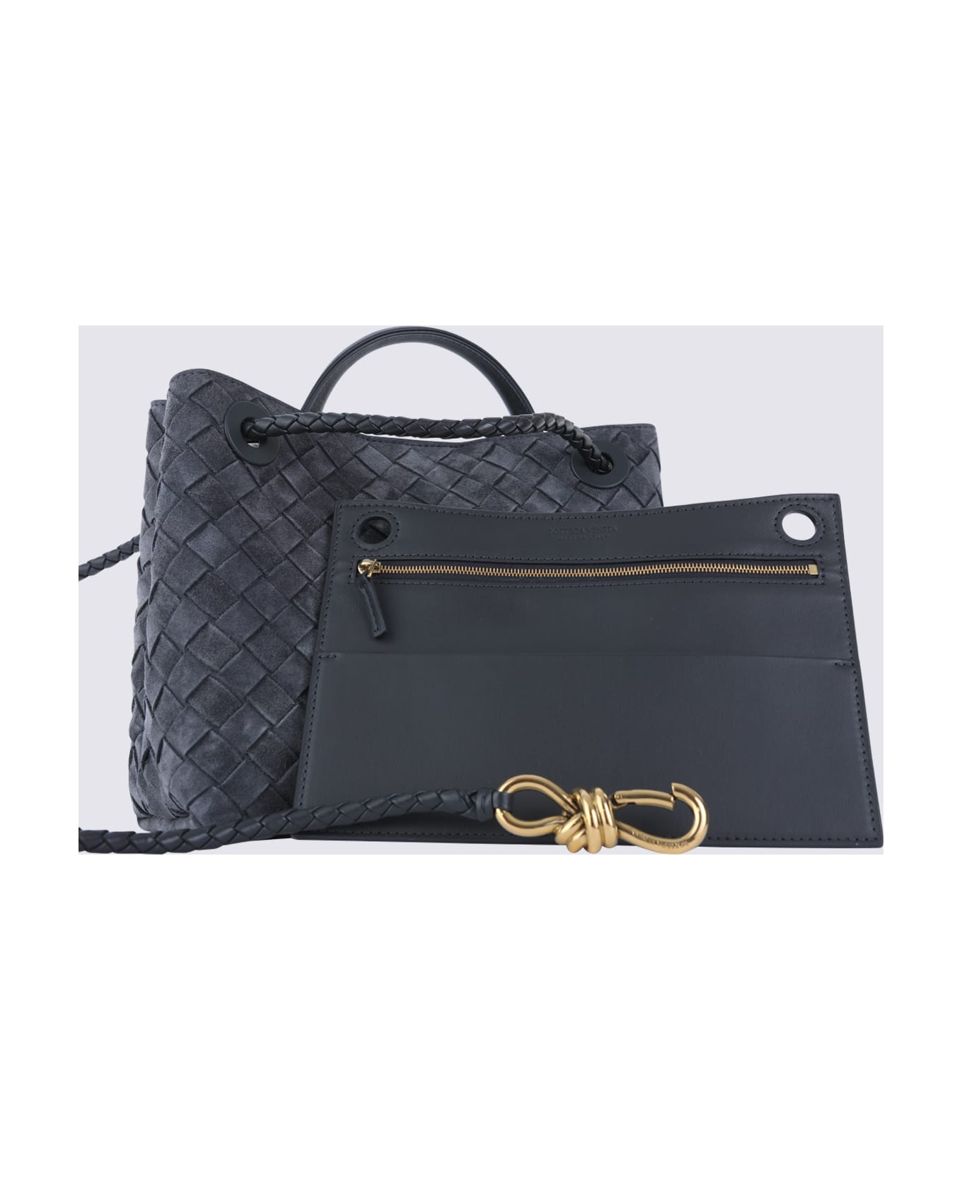 Bottega Veneta Black Leather Let
s Go Little One Top Handle Bag - GRAPHITE-MBGRAPHITE