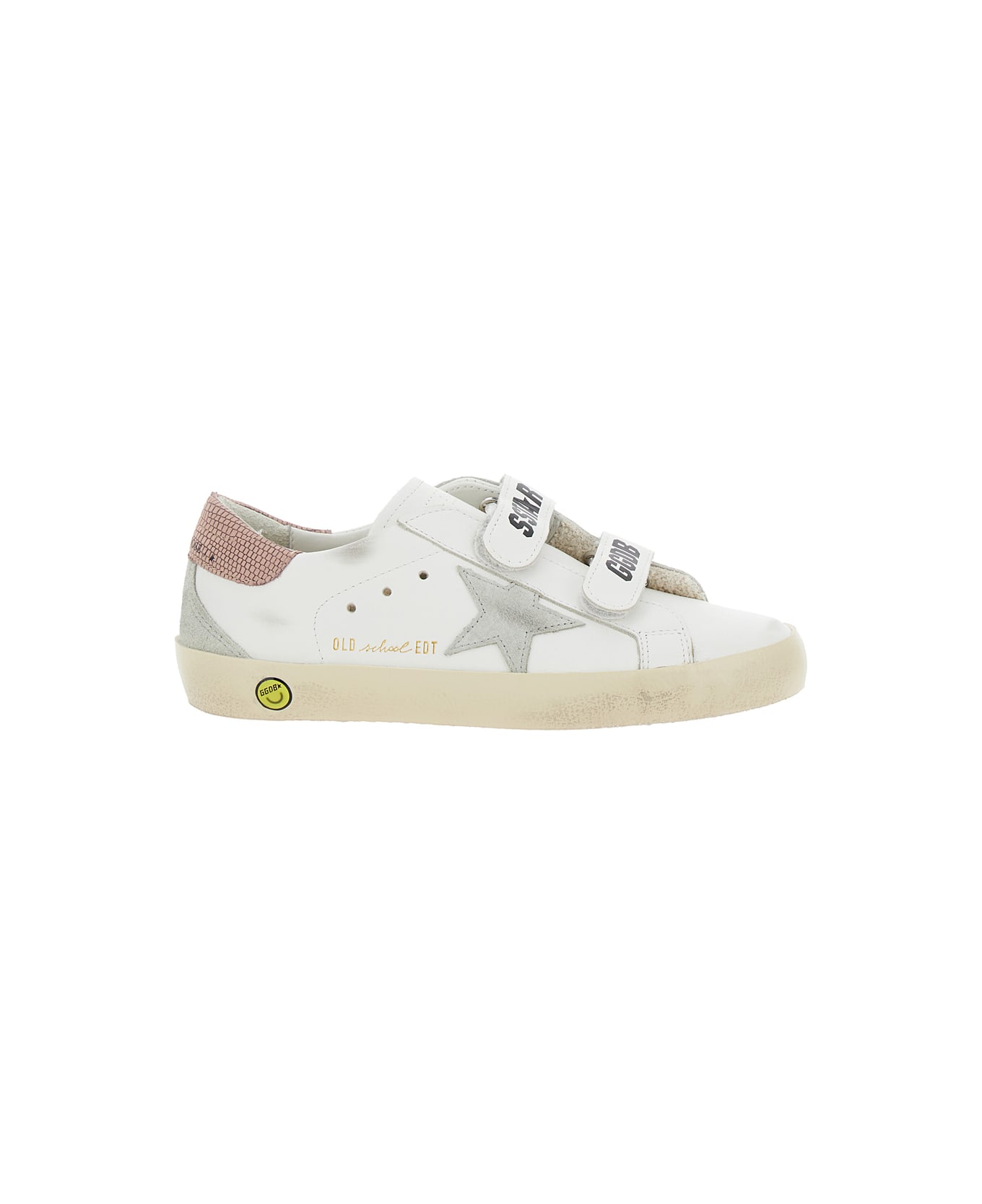 Golden Goose 'old School' White Low Top Sneakers With Star Shaped Patch On The Side And Logo On The Tongue In Leather Girl - White