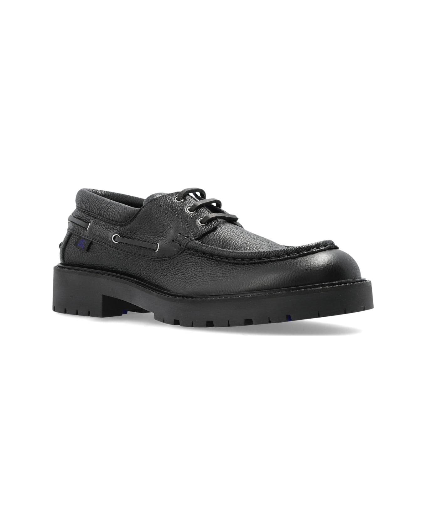 Burberry Raft Lace-up Boat Shoes - BLACK