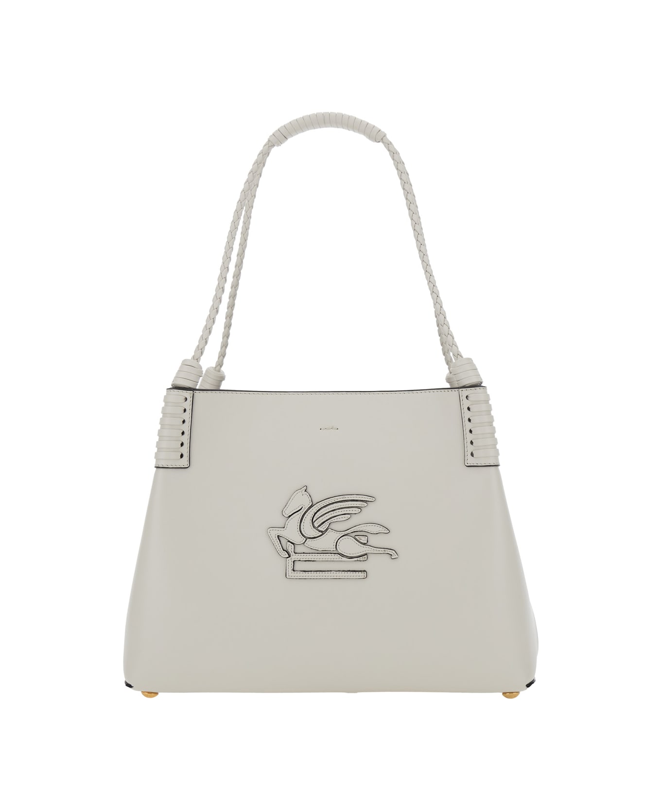 Etro Libra Small Shoulder Bag With Maxi Logo On The Front - White