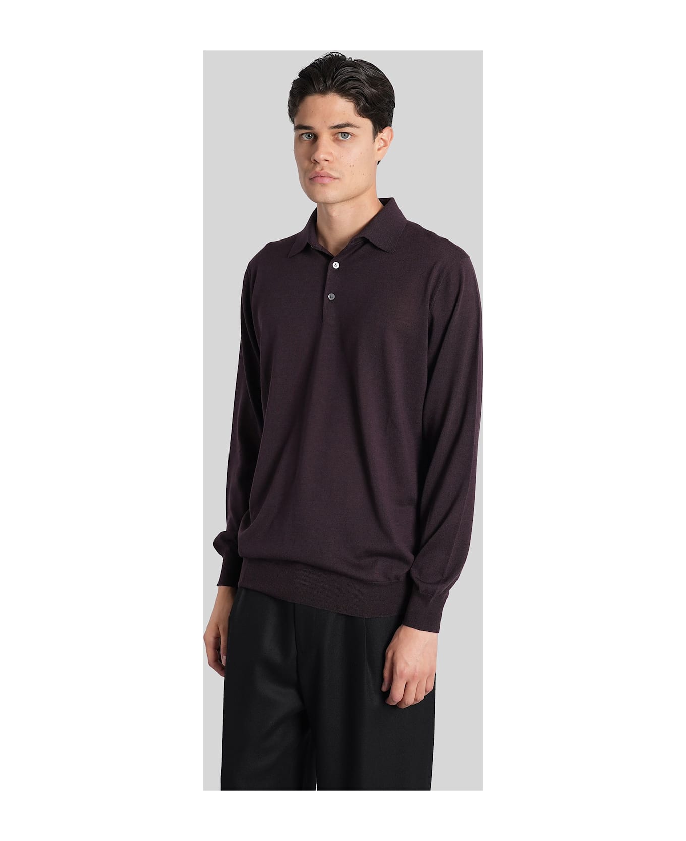 Lardini Polo In Bordeaux Wool - bordeaux