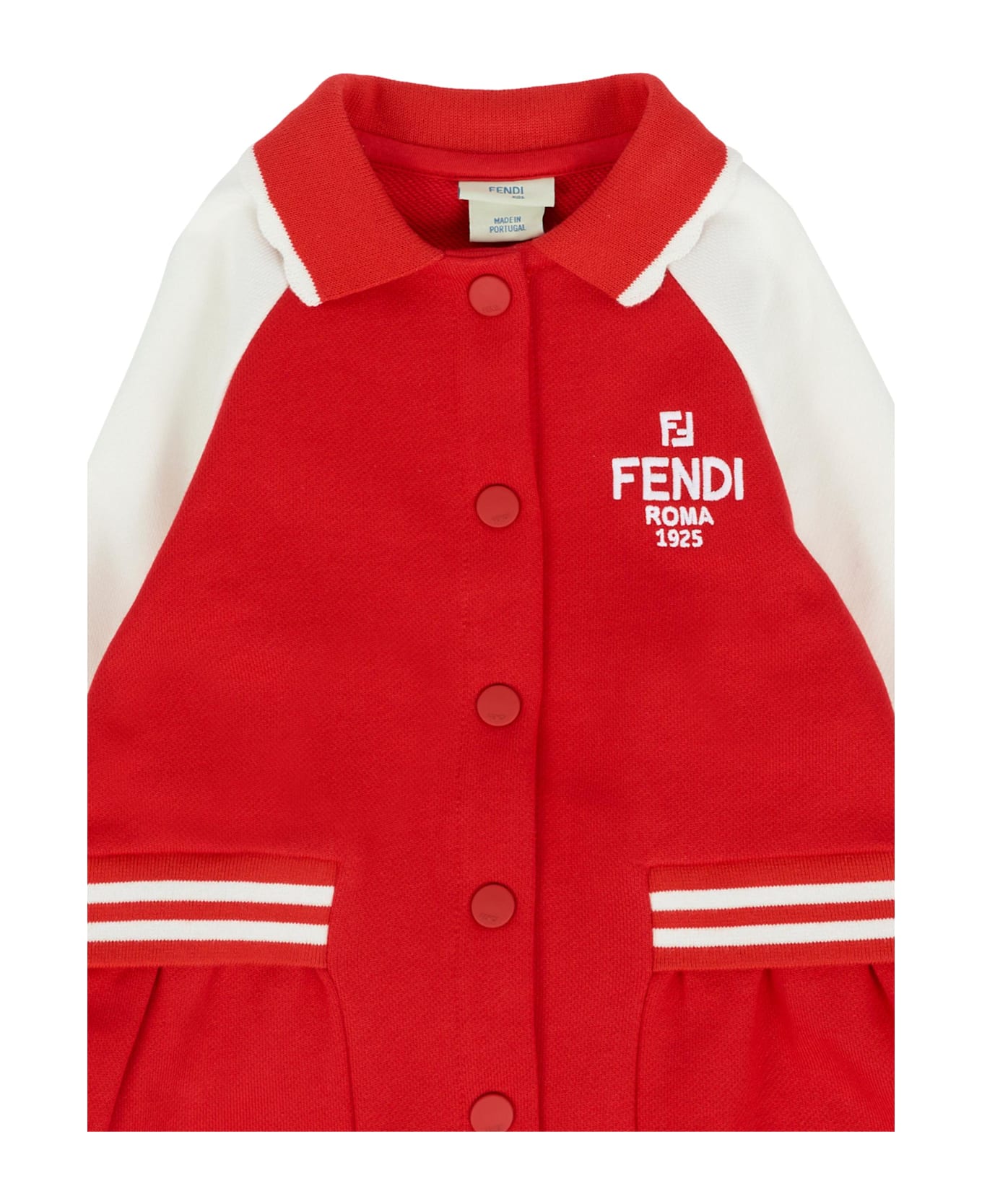 Fendi Red Dress For Baby Girl With Logo - Red ボディスーツ＆セットアップ