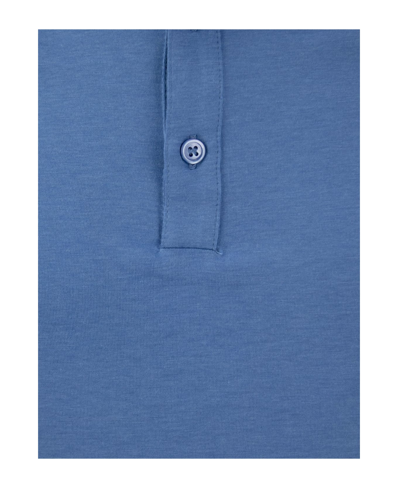 Majestic Filatures Short-sleeved Polo Shirt In Lyocell And Cotton - Light Blue
