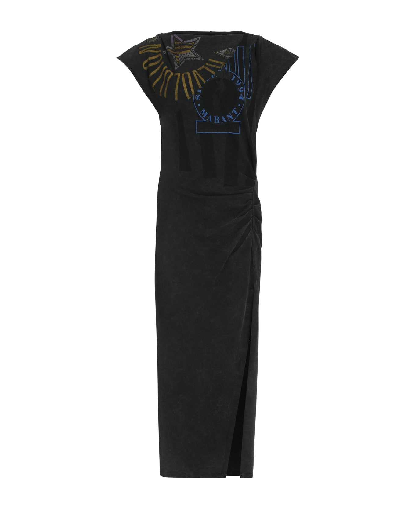 Isabel Marant Nadela Printed Cotton Dress - black ワンピース＆ドレス
