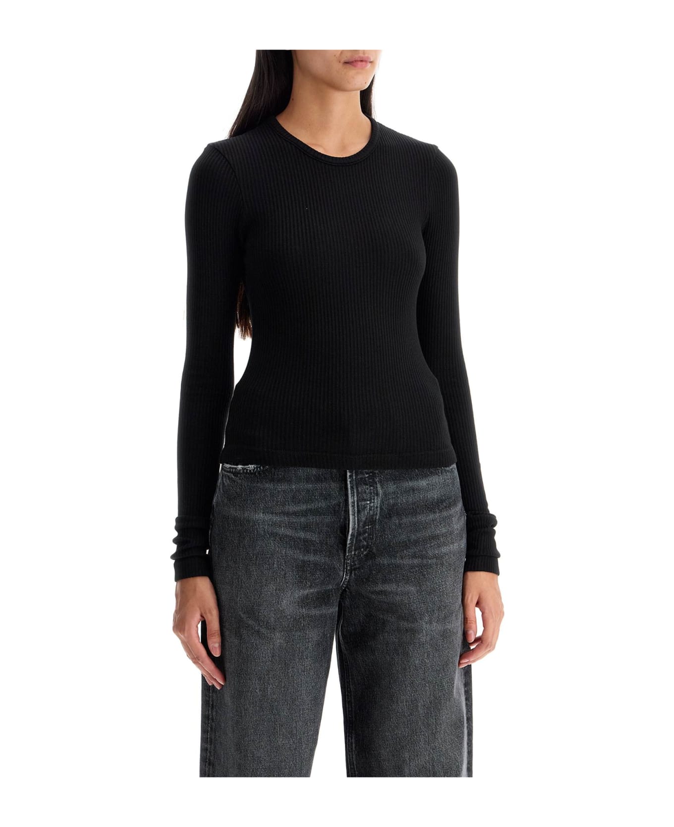 AGOLDE Fitted Long-sleeved Top By - BLACK (Black)