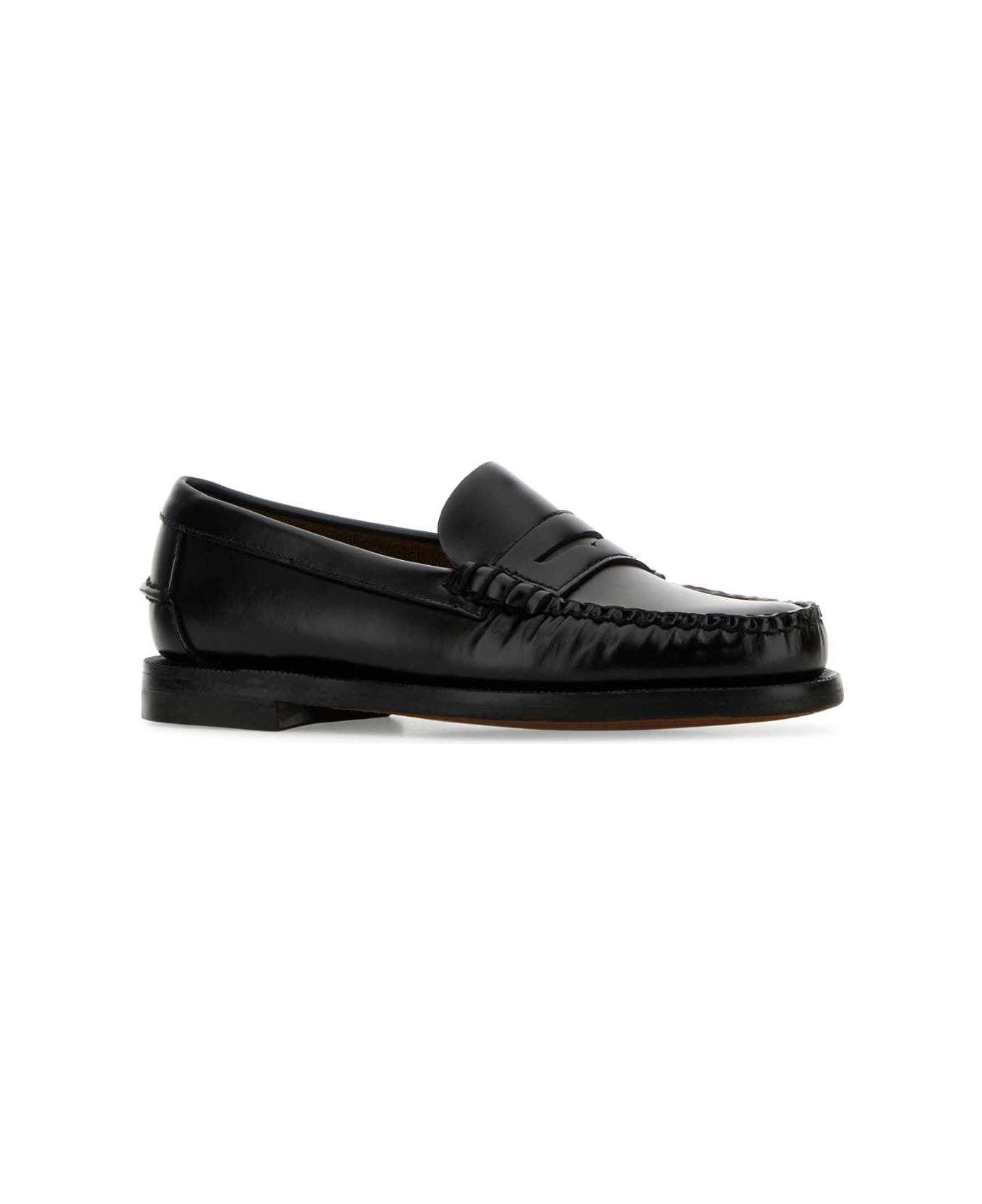 Sebago Black Leather Classic Dan Loafers - BLACK