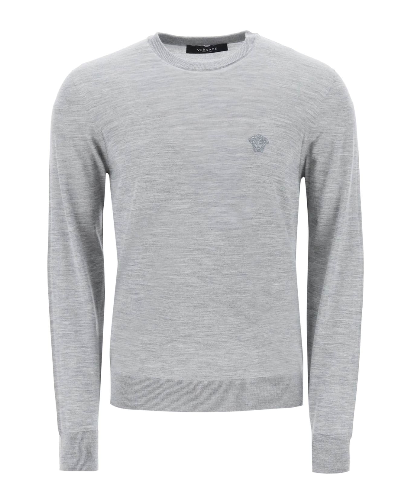 Versace Pullover With Medusa Embroidery - MEDIUM GREY (Grey)